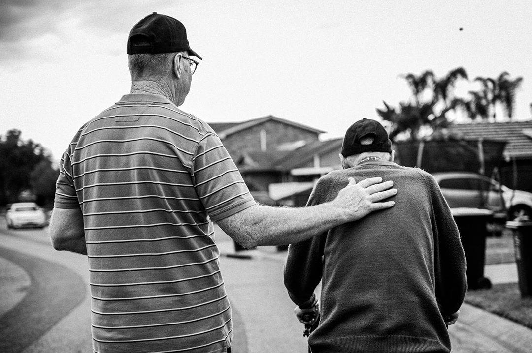 Older men walking down the street
