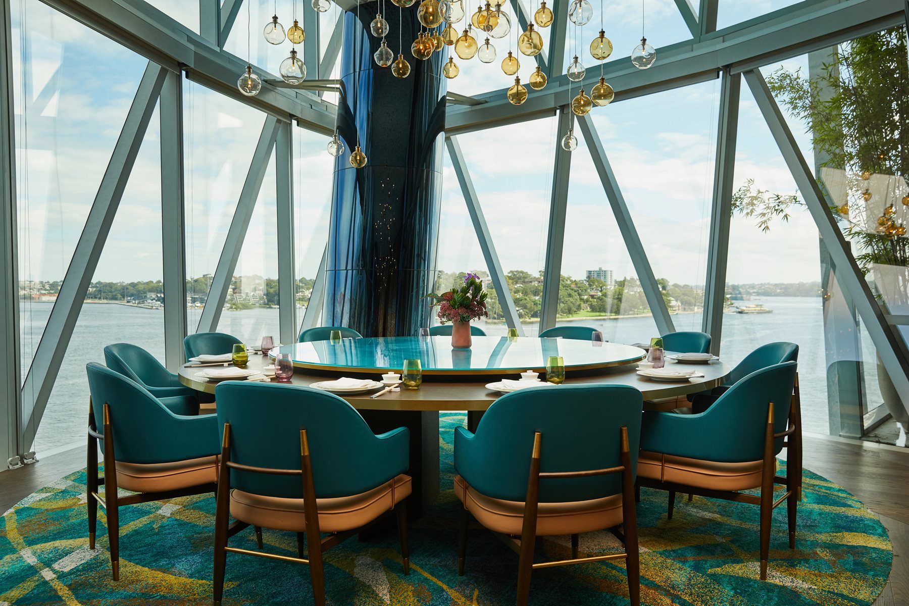 Silks restaurant dining table with a view