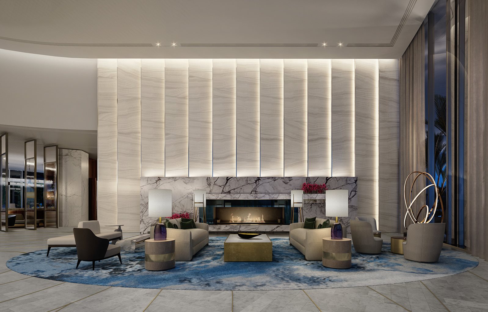Crown Sydney Towers Lobby Fireplace